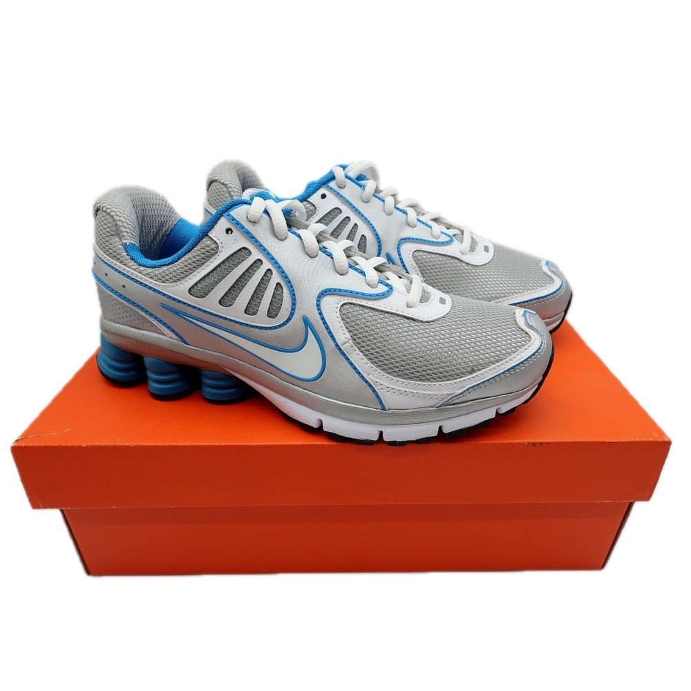 Nike Shox Qualify+ Womens 7 Silver Blue Running Shoes 396658-002 Y2K Style